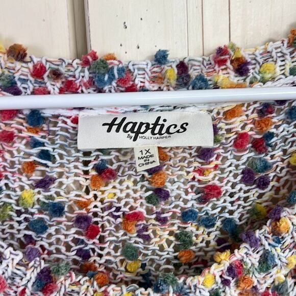 Haptics size 1X colorful popcorn knit rounded hem sweater - Picture 3 of 4